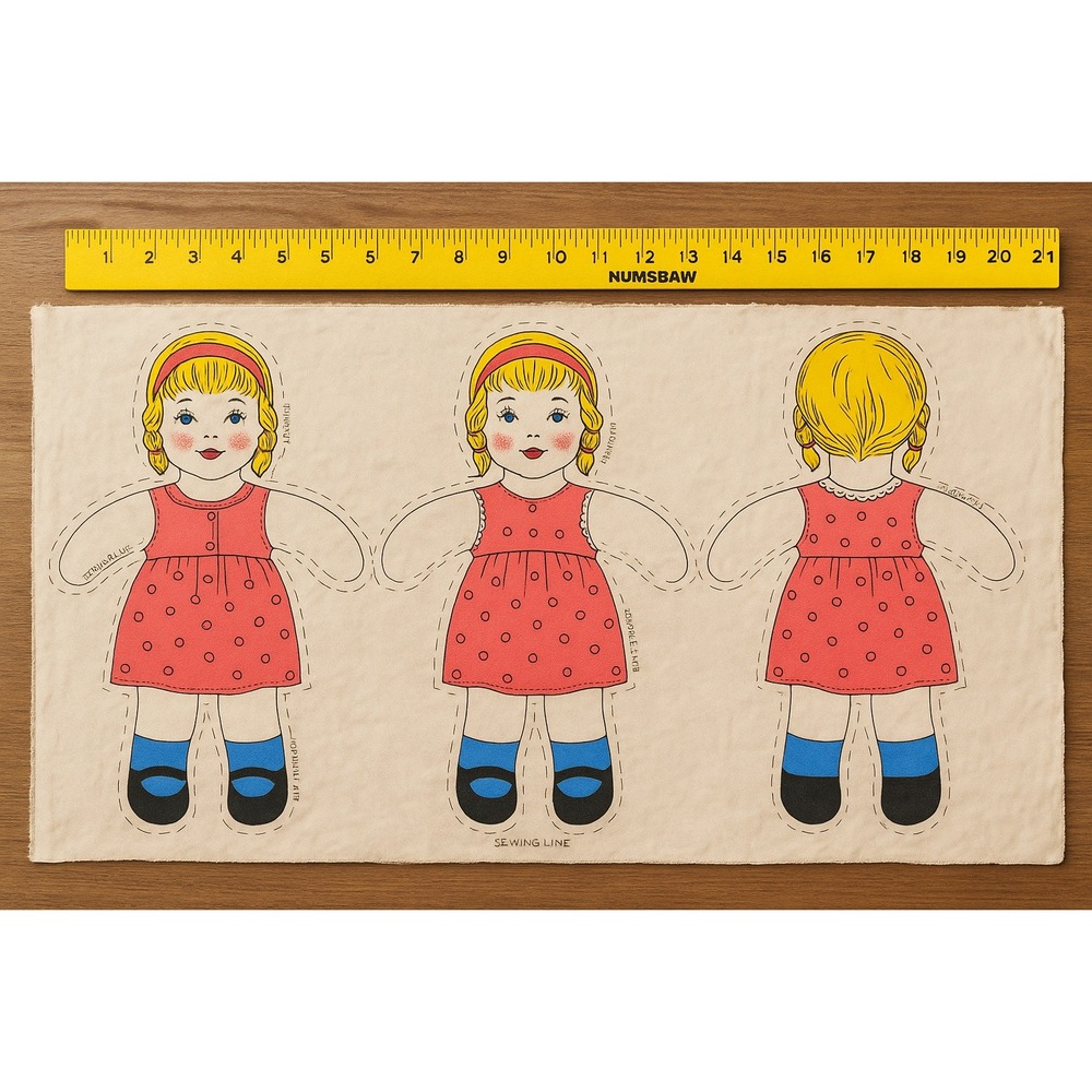 Vintage Cut and Sew Fabric Panel‎ Doll Dressmaking Craft Project Material